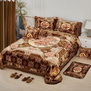Elegant Brown Floral Comforter Set